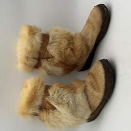 Tecnica Womens Beige Rabbit Fur Round Toe Pull-On Snow Boots Size 48