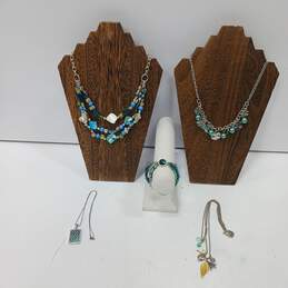Blue Beaded Fashion Jewelry Assorted 5pc Lot