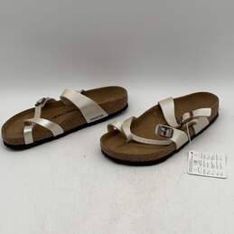 Birkenstock Womens White Brown Adjustable Strap Buckle Slip On Sandals Size 39 alternative image