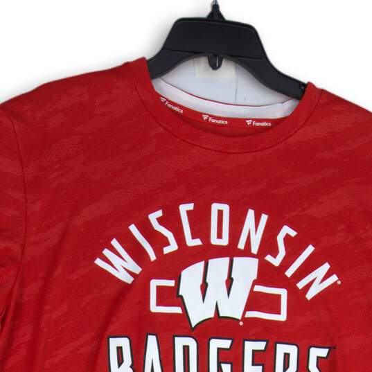 Fanatics Mens Red Wisconsin Badgers Crew Neck Pullover T-Shirt Size X-Large image number 3