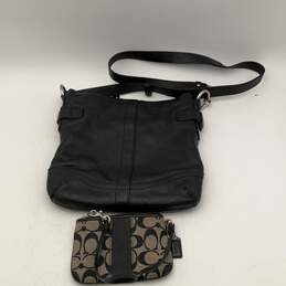 Coach Womens Black Leather Crossbody Bag Purse With Tan Wristlet Wallet alternative image