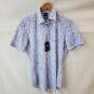 BOSS White Blue Floral Slim Fit Button Down Short Sleeve Size S image number 1