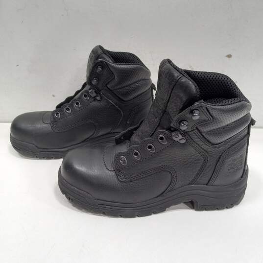 WOMEN'S BLACK TIMBERLAND PRO STEELE TOE WORK BOOTS SIZE 7 M image number 2