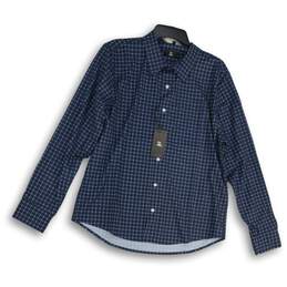 NWT Joe & Bella Mens Blue Check Collared Long Sleeve Button-Up Shirt Size L