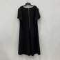 NWT Calvin Klein Womens Black V-Neck Short Sleeve Back Zip A-Line Dress Size 20W image number 2