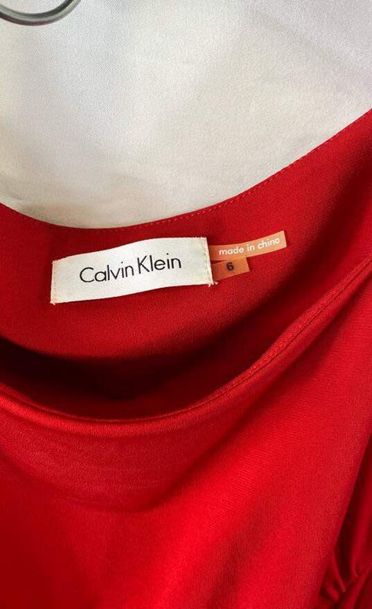 NWT Calvin Klein Womens Red Ruched Sleeveless Round Neck Mini Dress Size 6 image number 3