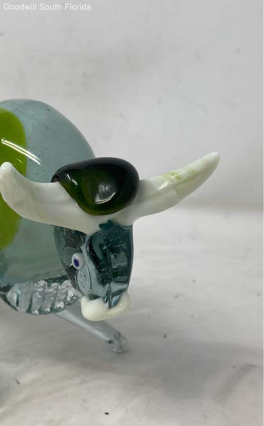 Murano Glass Bull Green White Blue Medium Size image number 5