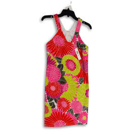 NWT Womens Demuth Multicolor Floral Sleeveless Back Zip Sheath Dress Size 4