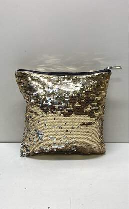 BCBGeneration Gold Sequin Clutch Zip Bag