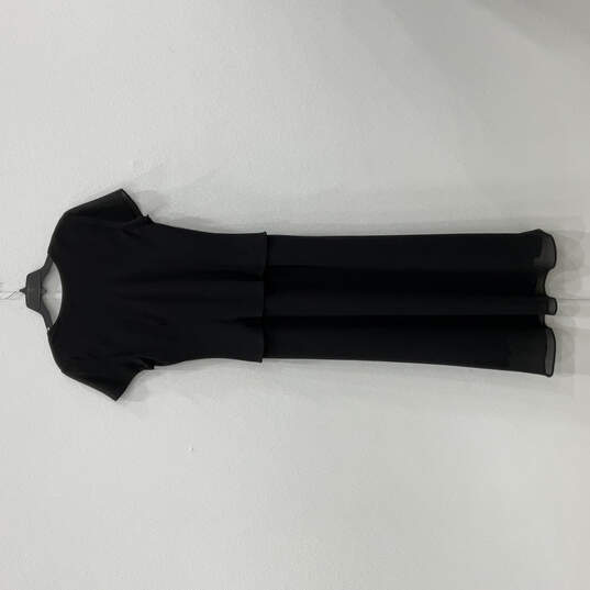 Womens Black Floral Embroidered V-Neck Short Sleeve A-Line Dress Size 14 image number 2
