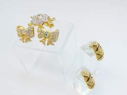 Swarovski Gold Tone Icy Crystal Turtle Brooch Bow & Half Hoop Earrings