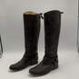 Womens Brown Leather Round Toe Side Zip Knee High Ridding Boots Size 7 B image number 3