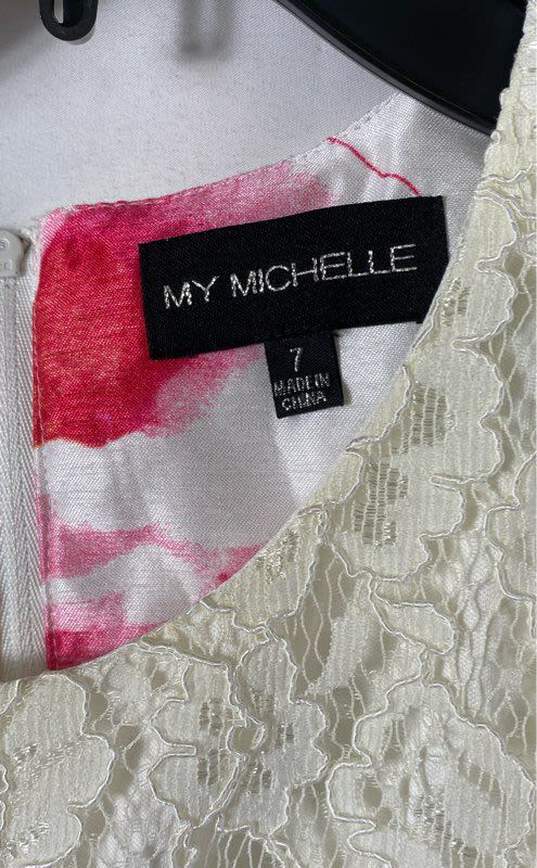NWT My Michelle Womens White Floral Lace Back Zip Sleeveless Cropped Tank Size 7 image number 4