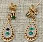 Romantic 14k Yellow Gold & White Gold Filigree Green CZ Drop Earrings 2.9g image number 4