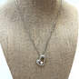 Designer Swarovski Silver-Tone Link Chain Heart Pearl Pendant Necklace image number 1