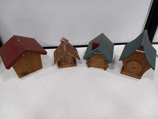4pc Set of Assorted Wooden Handmade Birdhouses image number 2