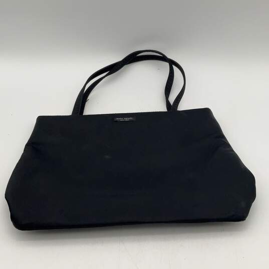 Womens Black Leather Double Handle Inner Pocket Bottom Stud Tote Bag image number 1