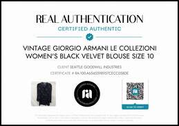 Vintage Giorgio Armani Le Collezioni Women's Black Velvet Blouse Size 10 w/COA alternative image