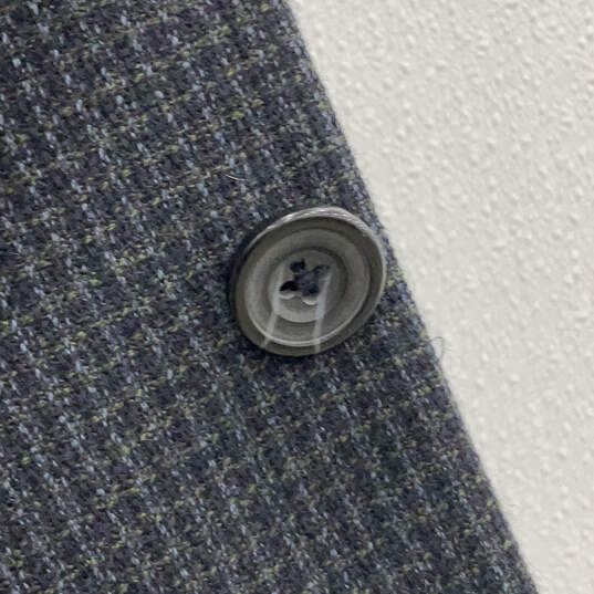 Mens Blue Long Sleeve Flap Pockets Notch Lapel Three Button Blazer Size 42R image number 6