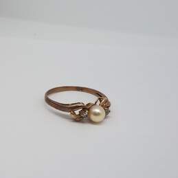 10k Rose Gold Fw Pearl Cz Sz 7 Ring & Bracelet Bundle 2pcs 6.7g alternative image