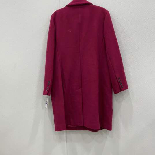 NWT Michael Michael Kors Womens Magenta Button Front Long Overcoat Size XXL image number 4
