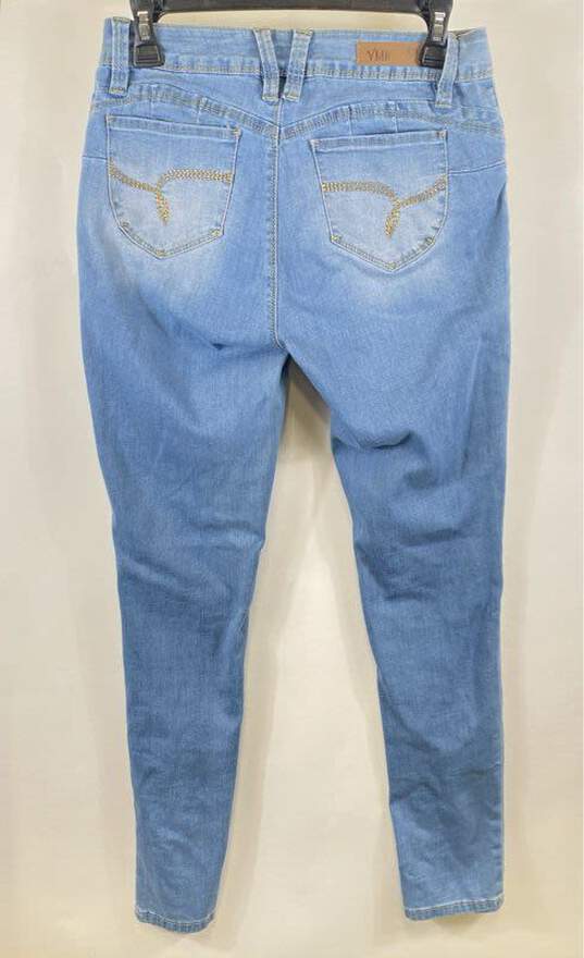 NWT YMI Wannabettabutt Womens Light Blue Mid Rise Denim Skinny Leg Jeans Size 7 image number 2