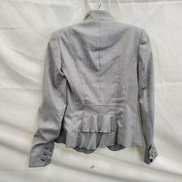 White House Black Market Women's Gray Tweed Ruffle Front Blazer Size 2 alternative image