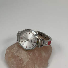 Designer Fossil ES3258 Silver-Tone Pink Round Dial Analog Wristwatch