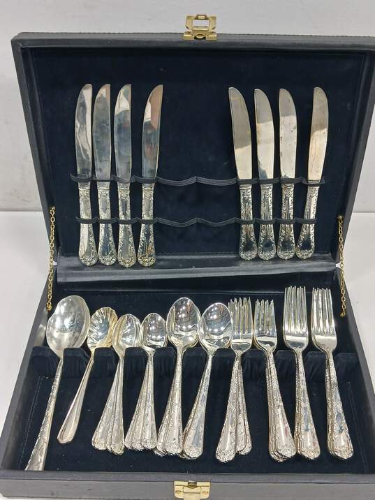 Vintage Wm. Rogers & Sons 42 Pcs Silverware Set in Case image number 1