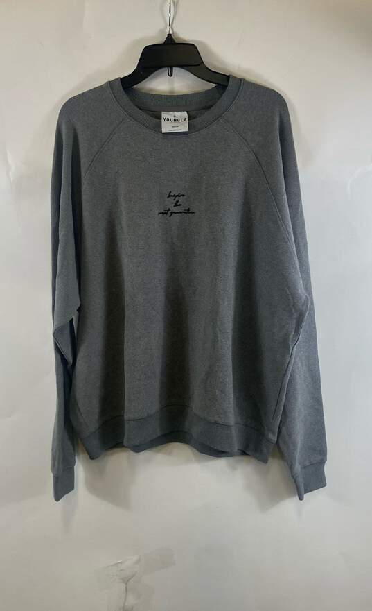 Youngla Womens Gray Long Sleeve Crew Neck Pullover Sweatshirt Size Medium image number 1