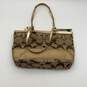 Coach Womens Gold Brown Double Handle Logo Charm Tote Bag With Wallet image number 2