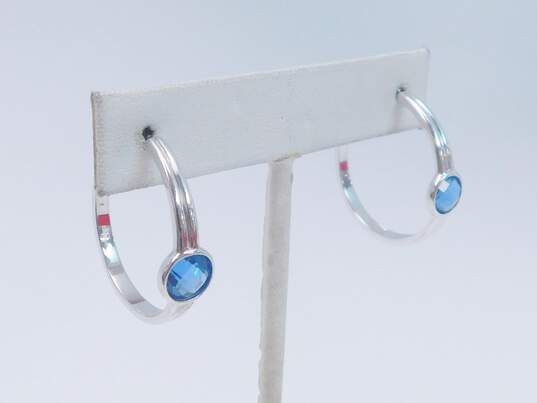 925 Blue Topaz, Cubic Zirconia & Glass Earrings 11.4g image number 4