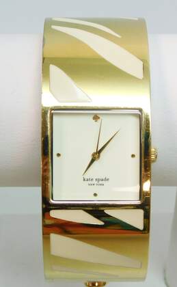 Kate Spade 0054 Enamel Gold Tone Stainless Steel Wide Hinged Band Watch 147.1g