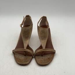 NIB Donald J Pliner Womens Monti BM Gold Kitten Heel T-Strap Sandals Size 9M