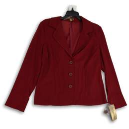 NWT Notations Womens Red Notch Lapel Three-Button Single-Breasted Blazer Size M