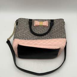Betsey Johnson Womens Multicolor Quilted Inner Pocket Zipper Satchel Bag Purse