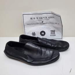 Authenticated Gucci Black Leather Slip On Loafers