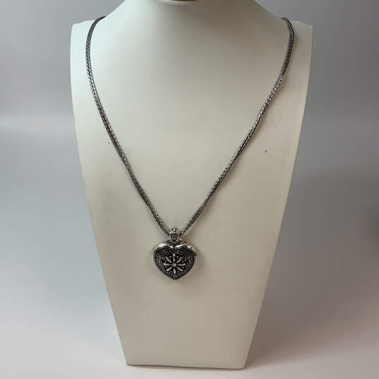 Designer Brighton Silver-Tone Chain Double Strand Heart Pendant Necklace image number 1