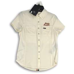 NWT Harley-Davidson Motorclothes Womens White Short Sleeve Button-Up Shirt Sz S