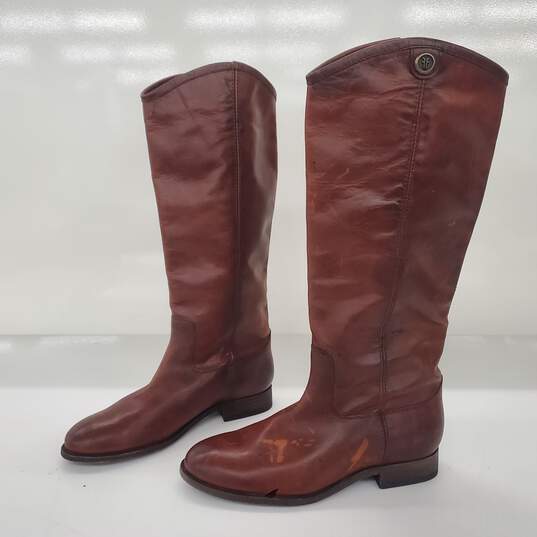 Frye Women's Melissa 2 Button Cognac Brown Leather Boots Size 7.5B image number 1