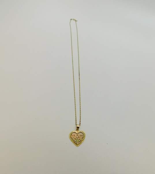 14K Yellow & Rose Gold Mom Heart Pendant Necklace 2.1g image number 3