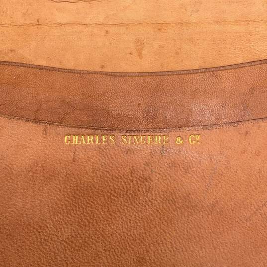 Charles Singere Mens Brown Embossed Leather Slim Checkbook Bifold Wallet image number 4