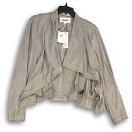 NWT BB Dakota Womens Gray Long Sleeve Side Pockets Open Front Jacket Size L