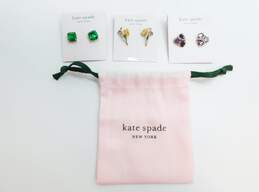 Kate Spade Gold Tone Post Back Earrings w/ Dust Bag 18.8g