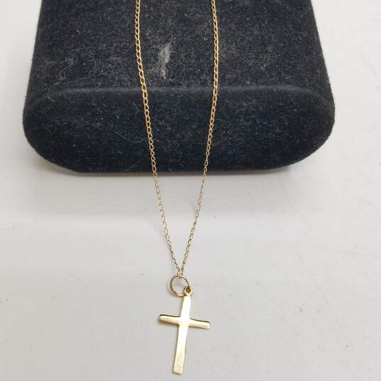 14K Gold Dainty 16" Necklace W/Cross Pendant 0.8g image number 3