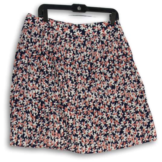 NWT J. Crew Womens Navy Blue Floral Pleated Back Zip Mini Skirt Size 12 image number 2