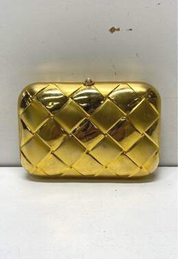 La Regale Gold Metal Case Evening Clutch Bag