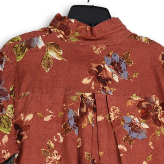NWT Womens Red Floral Long Sleeve Spread Collar Button-Up Shirt Size L image number 3