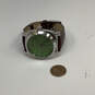 Designer Joan Rivers Silver-Tone Leather Strap Green Dial Analog Wristwatch image number 2