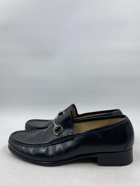 Authentic Gucci Black Horsebit Accent Leather Dress Loafers M 12 image number 3